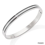 Charm CZ Rhinestone Pave Stainless Steel Cuff Bracelet Bangle Jewelry