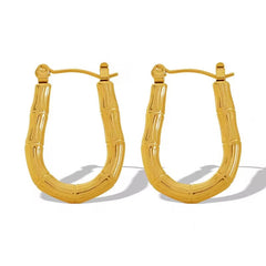 JEWELRY EH172 French Bamboo Curved Earrings Buckle Stainless Steel U Shape Earrings Hoop Daily Hundred Earrings