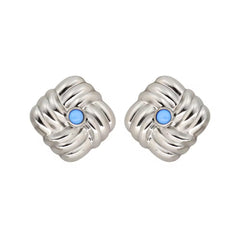 Classic Textured Geometric Stainless Steel Ear Stud Girl Women'S Golden Jewelry Square Knot Earrings Wholesale