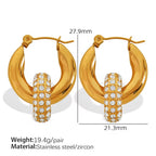 JEWELRY Exaggerated Geometric Circle Jewelry with Diamonds Circle Dangles Stainless Steel Gold Plated Earrings