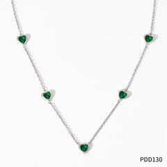 Luxury Jewelry Stainless Steel Chain Chocker Heart Zircon Pendant Necklace