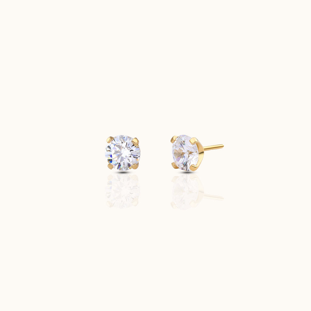 14K Solid Gold 2mm White CZ Threadless Labret Flat Back Earring