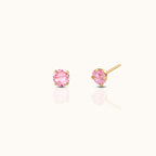 14K Solid Gold 2mm Pink CZ Threadless Labret Flat Back Earring