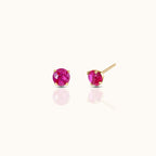 14K Solid Gold 2mm Ruby CZ Threadless Labret Flat Back Earring