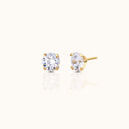 14K Solid Gold 4mm White CZ Threadless Labret Flat Back Earring
