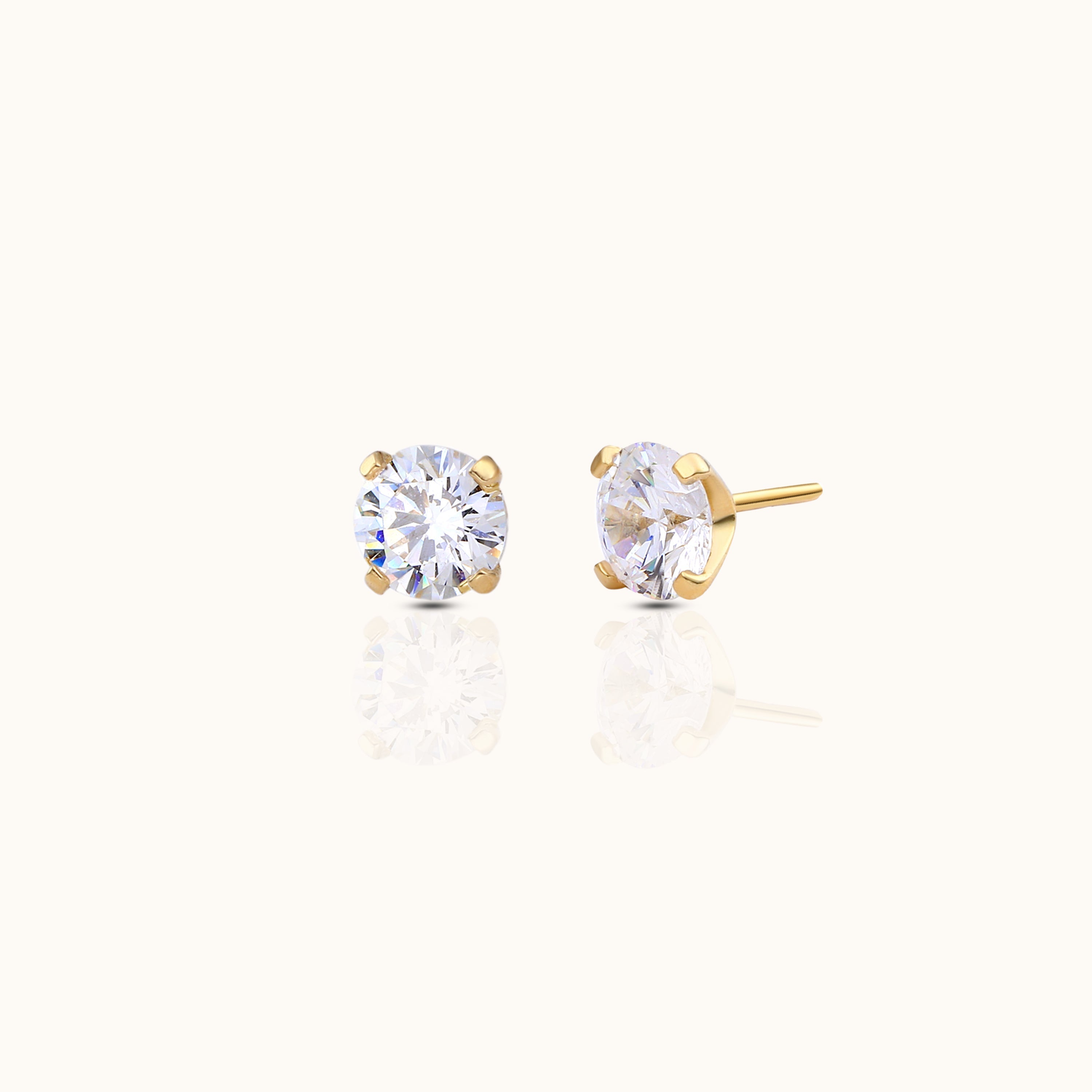 14K Solid Gold 4mm White CZ Threadless Labret Flat Back Earring