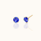14K Solid Gold 3mm Midnight Blue CZ Threadless Labret Flat Back Earring