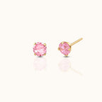 14K Solid Gold 3mm Pink CZ Threadless Labret Flat Back Earring