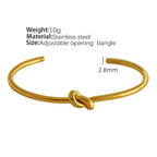 JEWELRY SZ45-7-SZ51 Hot Sale Vintage Fashion Stainless Steel Open Bangle Twist Knot C Shape Bangle for Women