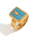 Spring 2024 Fashion Colorful Enamel Coco Pendant Necklace Gold Plated Tarot Necklace Stainless Steel Jewelry