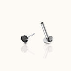 Classic Black 2mm CZ Threadless Labret Titanium Flat Back Earring