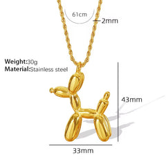 JEWELRY XL64-MYL05 Factory Supply Balloon Dog Pendant Necklace Stainless Steel Zodiac Dog Sweater Chain for Women