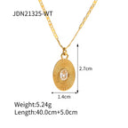 INS Style 18K Gold Plated Sunburst Earrings Stainless Steel Screw Zircon Paved Oval Pendant Necklace