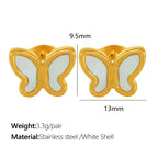 JEWELRY EH240-1 French Fashion Stainless Steel 18K Gold Plated Butterfly Shape Earrings for Women
