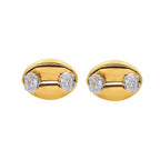 Bling Zircon Inlaid Coffee Bean Ear Studs 18K Gold Plated Stainless Steel Earrings for Women Girls Prevent Allergy