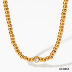 Minimalist 4Mm Beads Charm Necklace Tarnish Free Bead Chain Bracelet Necklace Jewelry Set for Women