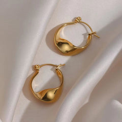 Irregular Hoop Earring 18K Gold Plated Stainless Steel Tarnish Free Wholesale Designer Inspired Earrings