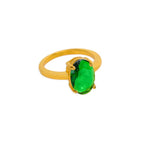 Wholesale Europe Simple Fashion 18K Gold Plated Stainless Steel INS Oval Shape Zircon Finger Rings for Women Girls