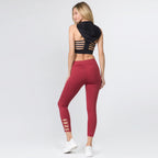 Active leggings with criss cross ankle detail