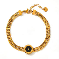 Shell Stainless Steel Charm Gold Cuban Chain Cz Bracelet Bangle Women Trendy Classic Jewelry