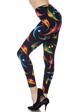 ANGEL FISH Print Brushed Ankle ONE SIZE Leggings
