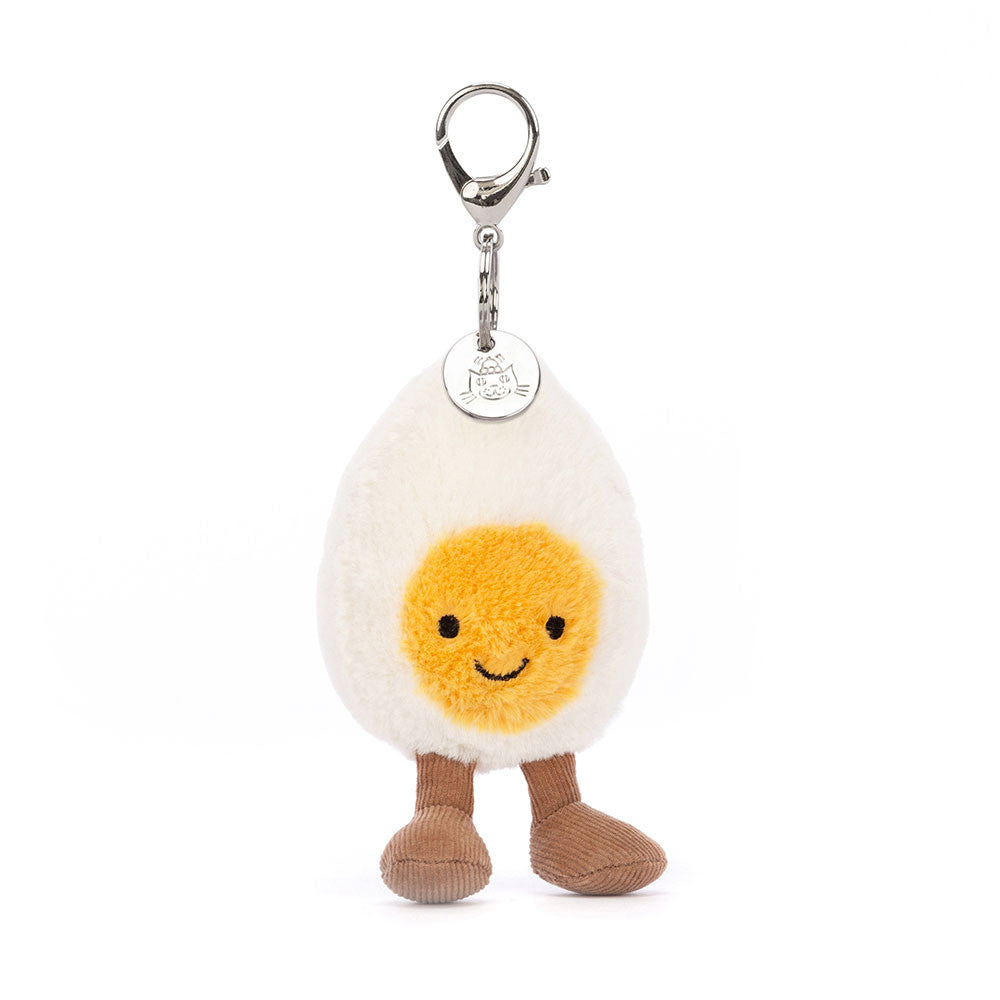 Amuseables Happy Boiled Egg Bag Charm - Soft Plush Keychain | Wobblepaws
