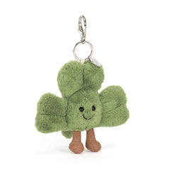 Amuseables Siofra Shamrock Bag Charm - Soft Plush Keychain | Wobblepaws