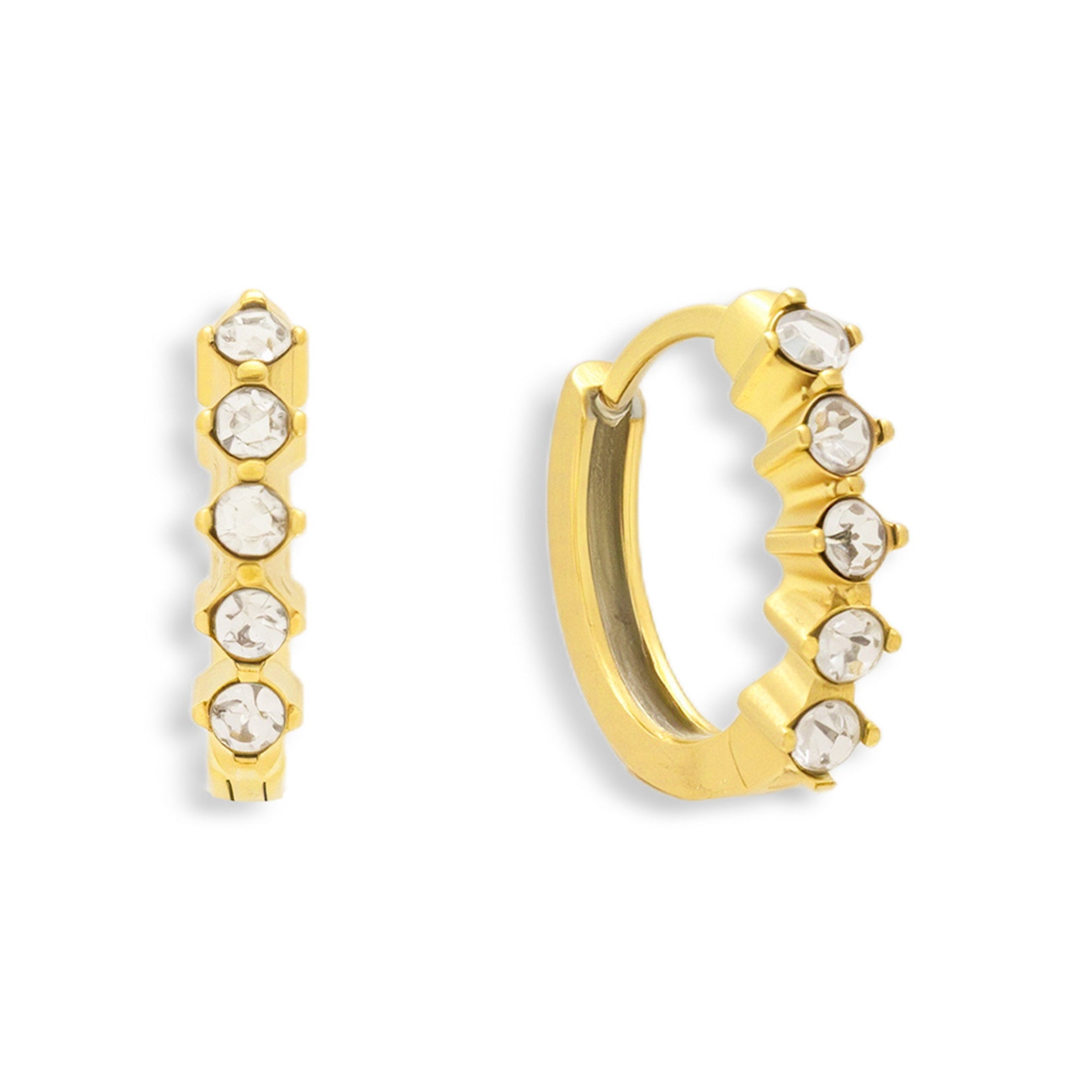 Crystal Row Huggie Hoop Earrings