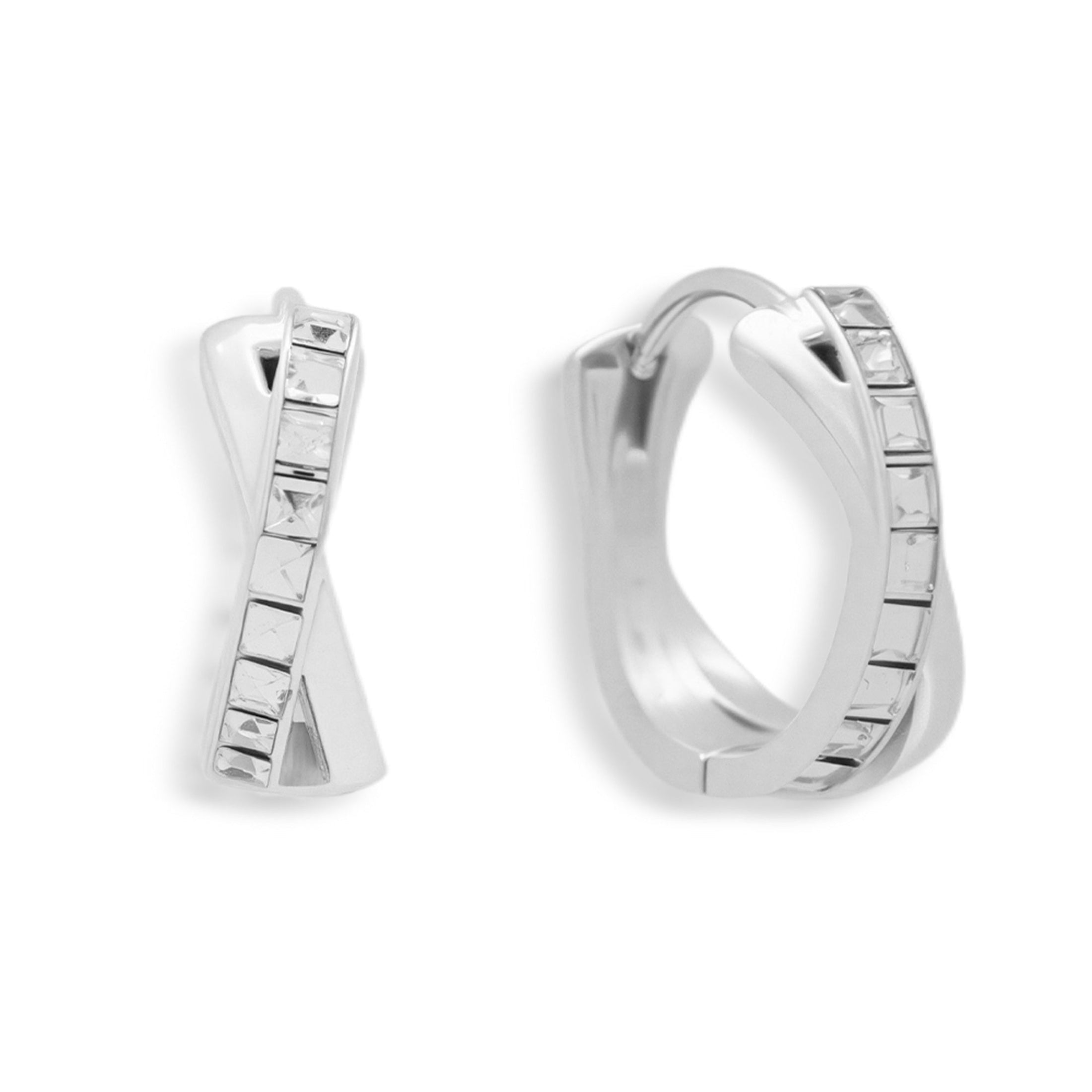 Crystal Twist Hoop Earrings