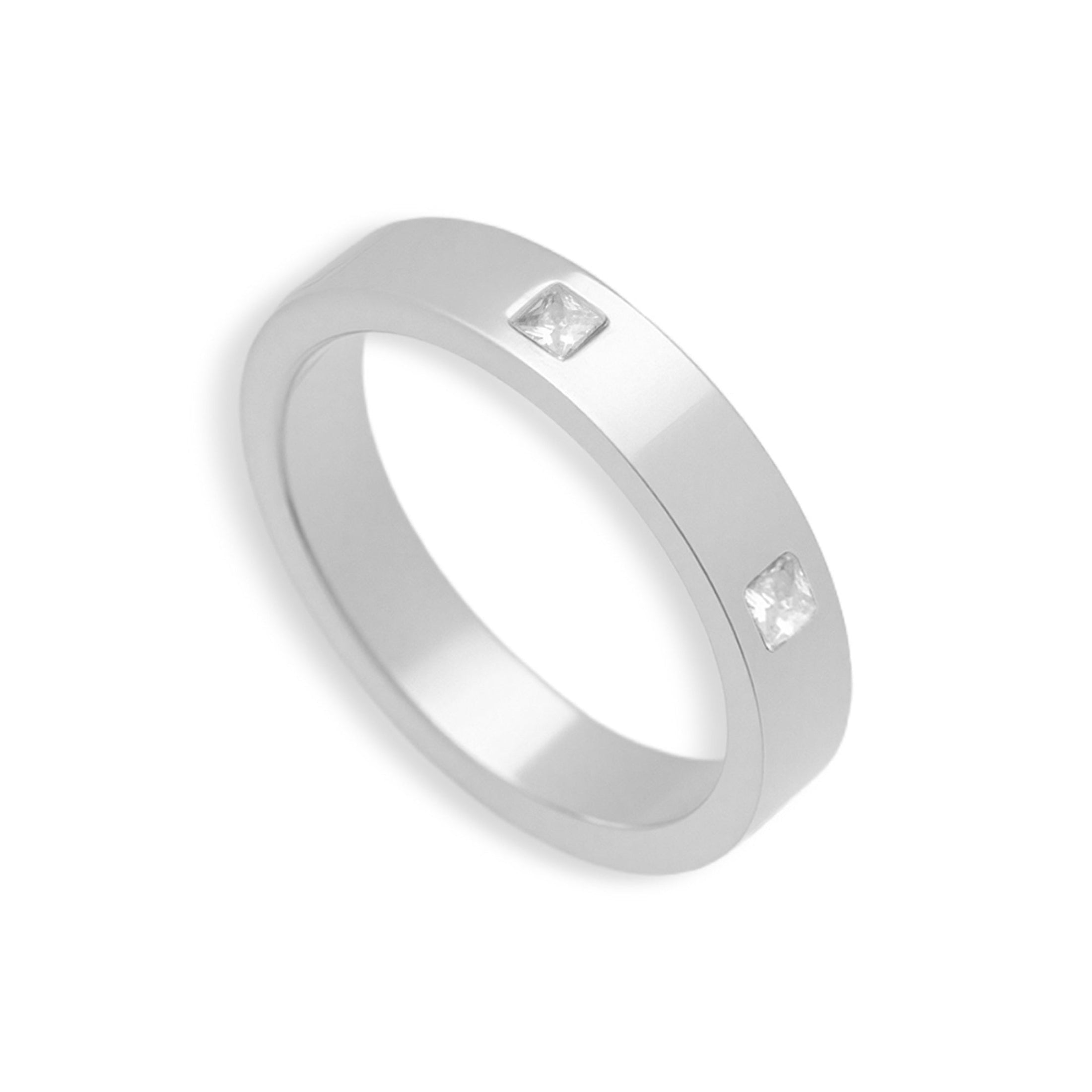 Square Crystal Flat Band Ring