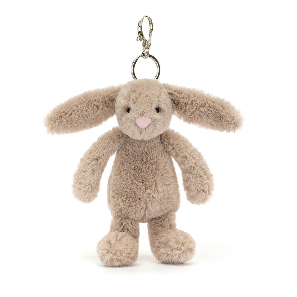 Bashful Beige Bunny Bag Charm - Soft Plush Keychain | Wobblepaws