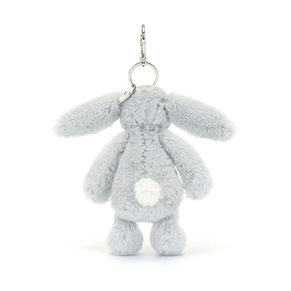 Bashful Silver Bunny Bag Charm - Soft Plush Keychain | Wobblepaws