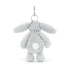Bashful Silver Bunny Bag Charm - Soft Plush Keychain | Wobblepaws