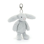 Bashful Silver Bunny Bag Charm - Soft Plush Keychain | Wobblepaws