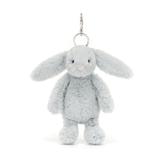 Bashful Silver Bunny Bag Charm - Soft Plush Keychain | Wobblepaws