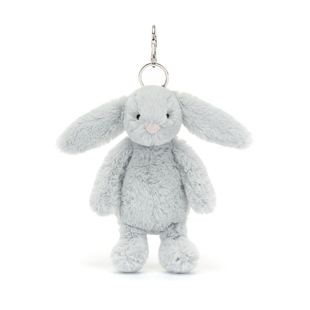 Bashful Silver Bunny Bag Charm - Soft Plush Keychain | Wobblepaws