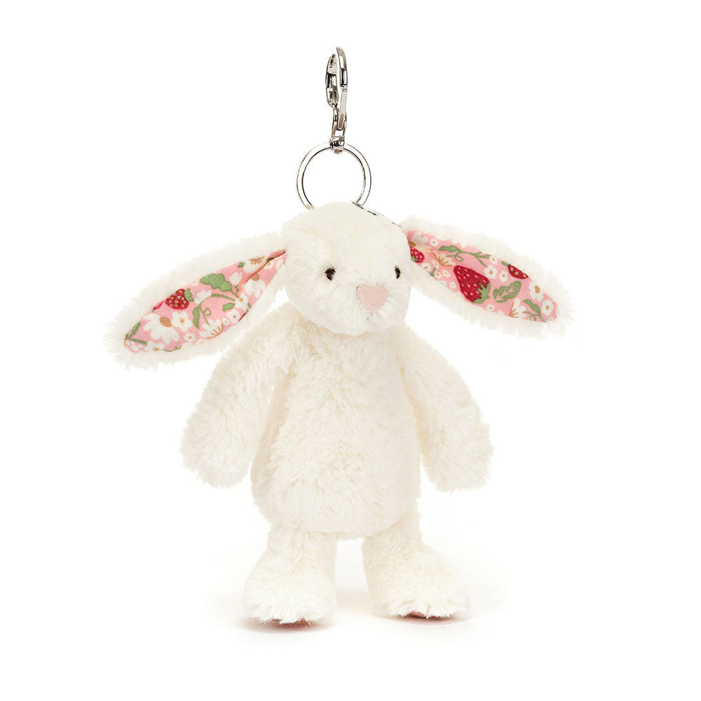 Blossom Cream Bunny Berry Bag Charm - Soft Plush Keychain | Wobblepaws