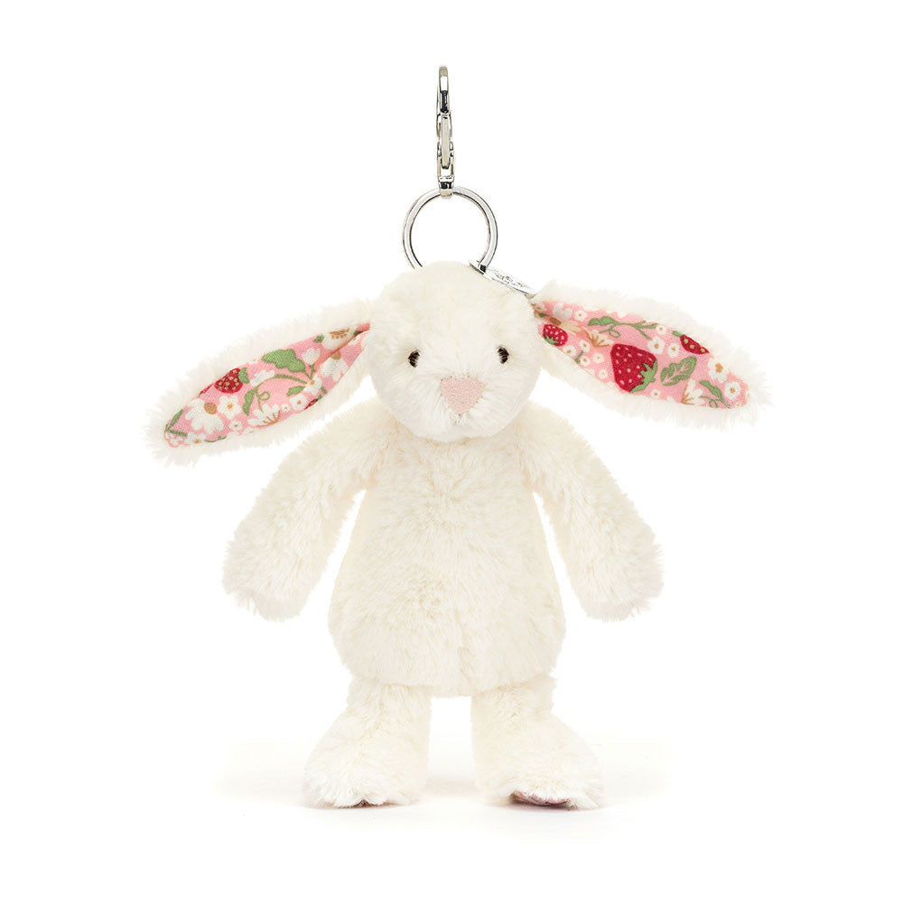 Blossom Cream Bunny Berry Bag Charm - Soft Plush Keychain | Wobblepaws
