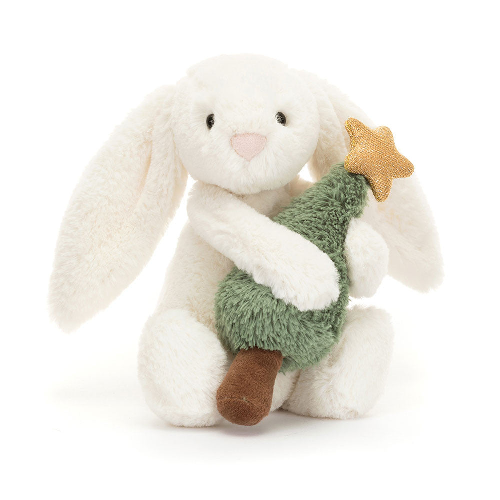 Bashful Bunny With Christmas Tree - Soft Festive Toy | Wobblepaws