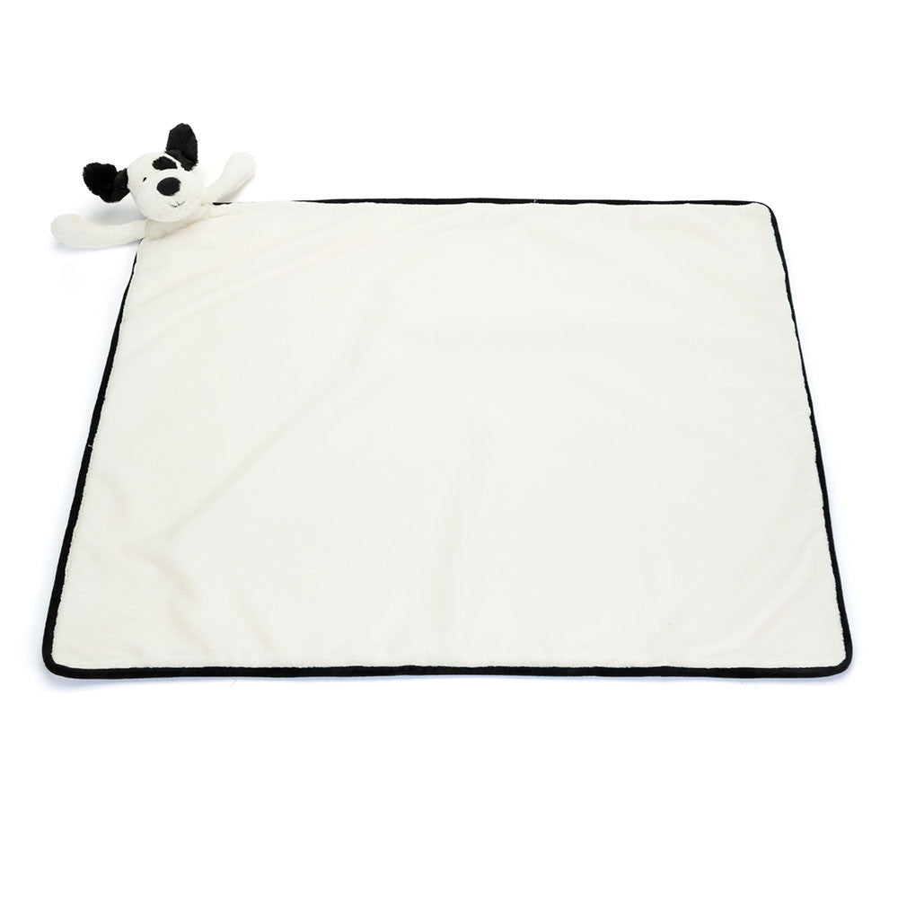 Bashful Black & Cream Puppy Blankie - Soft Baby Comforter | Wobblepaws