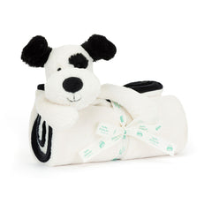 Bashful Black & Cream Puppy Blankie - Soft Baby Comforter | Wobblepaws