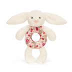 Blossom Cream Bunny Berry Ring Rattle - Soft Baby Rattle | Wobblepaws