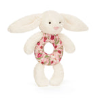 Blossom Cream Bunny Berry Ring Rattle - Soft Baby Rattle | Wobblepaws