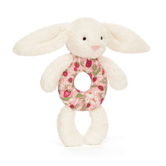 Blossom Cream Bunny Berry Ring Rattle - Soft Baby Rattle | Wobblepaws