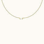 Bar Square Necklace with White Gem