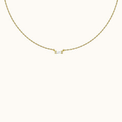 Bar Square Necklace with White Gem