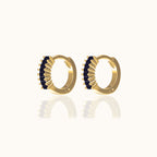 Black Baguette CZ Pave Huggie Hoop Earrings