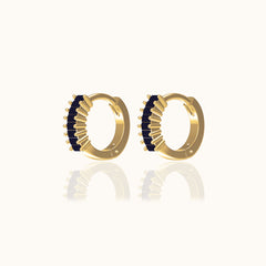 Black Baguette CZ Pave Huggie Hoop Earrings