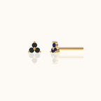 Black CZ Trefoil Stud Earrings