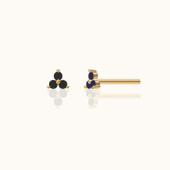 Black CZ Trefoil Stud Earrings